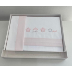 Picci Set Lenzuola per Microletto ricamato 3 pezzi Rosa