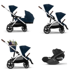 Cybex Trio Fratellare GAZELLE S SLV Ocean Blue con Cloud T