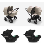 Bugaboo Donkey 5 Trio Gemellare Black-Desert Taupe con Aton S2