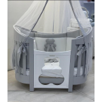 Cameretta Diamante Grigio Lettino Ovale con Bagnetto fasciatoio