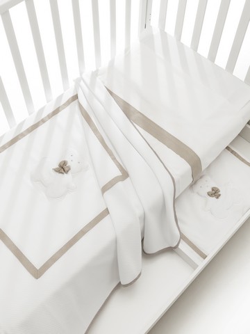 Set Lenzuola Lettino Erbesi Bubu Bianco Grigio 