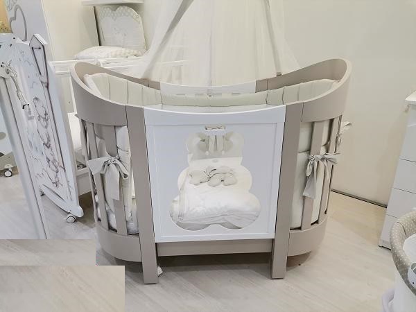Bebe Culla Lettino Ovale Diamante Tortora Orso Bianco Bebe