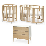 Stokke Cameretta Sleepi V3 Natural Culla-Lettino e Cassettiera con materassi