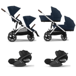 Cybex Trio Gemellare Gazelle S SLV Ocean Blue con Cloud T