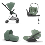 Cybex Trio Mios 4-in-1 Leaf Green con telaio Chrome Black Cloud T e Base Isofix