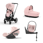 Cybex Trio Priam 4 in 1 Peach Pink-Chrome Black con Cloud T e Isofix