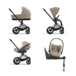 Cybex Trio Priam 4 in 1 Cozy Beige-Matt Black con Cloud T e Isofix