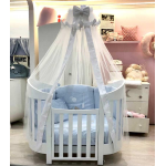 Bebè Culla Lettino Ovale Diamante Bianco Nanan Palloncino Azzurro