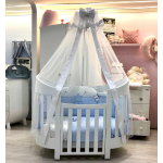 Bebè Culla Lettino Ovale Diamante Bianco Picci Dream Azzurro 