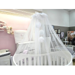 Roman Baby velo per lettino Pon Pon in tulle Bianco