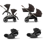 Cybex Trio Gemellare Gazelle S Tpe Chocolate Brown con Cloud T I-Size