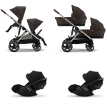 Cybex Trio Gemellare Gazelle S Tpe Chocolate Brown con Cloud G I-Size Plus