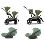 Cybex Gemellare Gazelle S TPE Moss Green con 2 Cloud T Plus