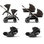 Cybex Trio Gemellare Gazelle S Tpe Chocolate Brown con Cloud T I-Size