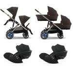 Cybex Trio Gemellare e-Gazelle S Chocolate Brown e Cloud G Plus I-Size