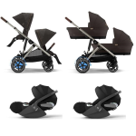 Cybex Trio Gemellare e-Gazelle S Tpe Chocolate Brown con Cloud T I-Size