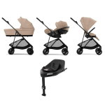 Cybex 4 in 1 Melio Carbon Almond Beige con Cloud G Plus I-Size e Isofix