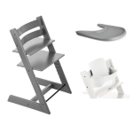 Stokke Seggiolone Tripp Trapp 3 in 1 Storm Grey-white con vassoio