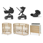 Kit Neonato Cybex Trio EOS Moon Black e Cameretta Stokke Sleepi V3 Natural