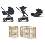 Kit Nascita Neonato Trio Cybex EOS Lux Ocean Blue e Stokke Sleepi V3 Natural
