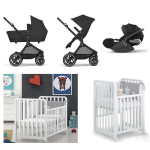 Kit Nascita Neonato Trio Cybex EOS Moon Black e Culla Lettino Glam 9x1