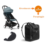 Stokke Passeggino Yoyo 3 Black-Aqua con Zaino e poggiagambe
