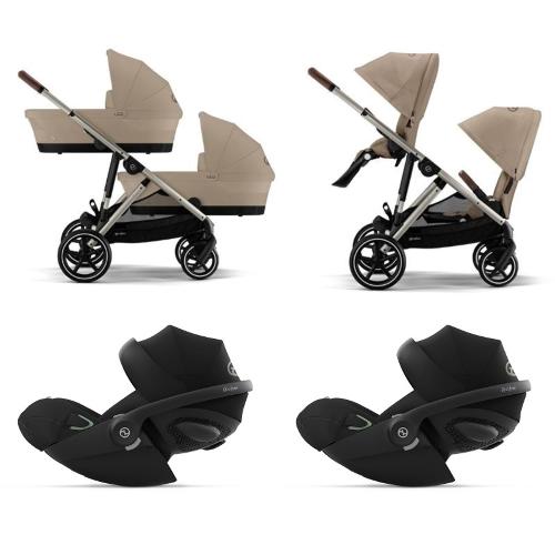 Cybex Trio Gemellare Gazelle S TPE Almond Beige con Cloud G i-Size