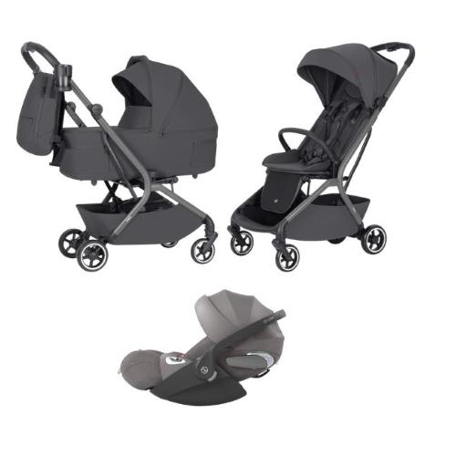 Carrello Baby Trio Magia Elm Grey con Cybex Cloud T Plus I-Size 