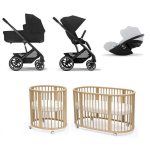 Kit Neonato Trio Cybex Balios Black-Fog Grey e Stokke Sleepi V3 Natural