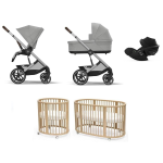 Kit Nascita Neonato Trio Cybex Balios Grey con Stokke Sleepi V3 Natural