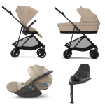 Cybex 4 in 1 Melio Carbon Almond Beige con Cloud T Plus i-Size e isofix