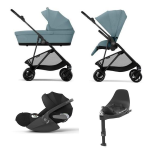 Cybex 4 in 1 Melio Carbon Stormy Blue con Cloud T I-Size e Isofix