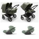 Bugaboo Donkey 5 Trio Gemellare Forest Green e Cloud T Plus I-Size