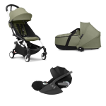 Stokke Trio Yoyo 3 White-Olive con Cybex Cloud T I-Size