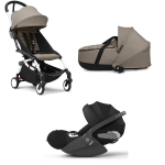 Stokke Trio Yoyo 3 White-Taupe con Cybex Cloud T I-Size