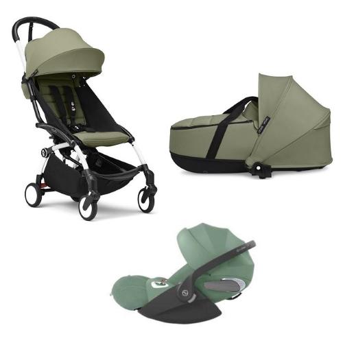 Stokke Trio Yoyo 3 White-Olive con Cybex Cloud T Plus I-Size