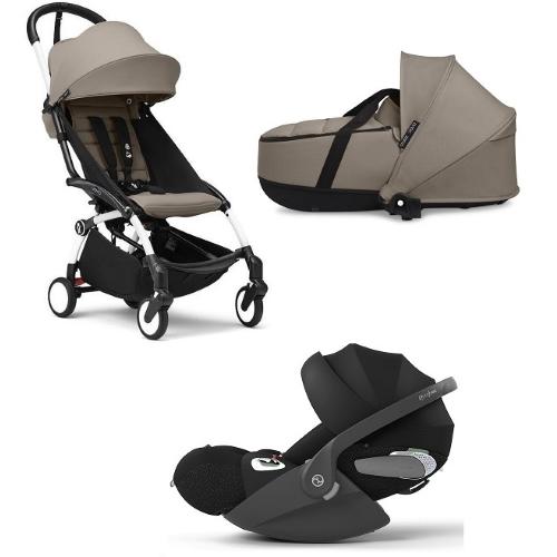Stokke Trio Yoyo 3 White-Taupe con Cybex Cloud T I-Size