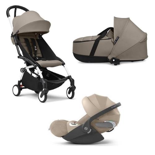 Stokke Trio Yoyo 3 White-Taupe con Cybex Cloud T I-Size Plus