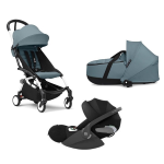 Stokke Trio Yoyo 3 White-Aqua con Cybex Cloud T I-Size