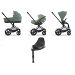 Cybex e-Priam 4 in 1 Leaf Green-Telaio Matt Black e Base Isofix