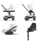 Cybex ePriam 4 in 1 Off white-Chrome Black e base isofix