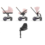 Cybex e-Priam 4 in 1 Peach Pink-Chrome Brown con Base Isofix