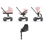 Cybex e-Priam 4 in 1 Peach Pink-Chrome Black e Base isofix