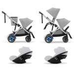 Cybex Gemellare e-Gazelle S SLV Stone Grey con 2 Cloud G