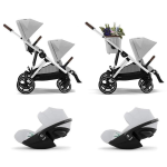 Cybex Gemellare Gazelle S SLV Stone Grey con 2 Cloud G