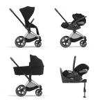 Cybex 4 in 1 Priam Sepia Black-Chrome Brown con Cloud T i-Size Plus e Isofix