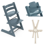 Stokke Seggiolone Tripp Trapp Fiordo Blue con Baby Set e Cinture