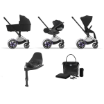 Cybex e-Priam 4 in 1 Sepia Black-Chrome Black con base isofix e Borsa