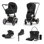 Cybex e-Priam 4-in-1 Sepia Black-rosegold con Base Isofix e Borsa