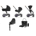 Cybex e-Priam 4 in 1 Sepia Black-Chrome Brown con Base Isofix e Borsa